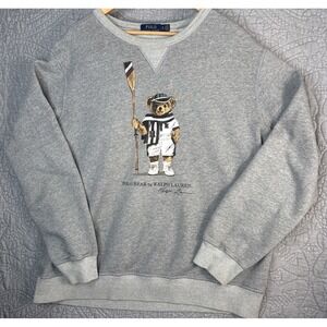 Ralph Lauren Polo Bear XL Sweatshirt Gray Rare Vintage Crewneck Rowing Preppy